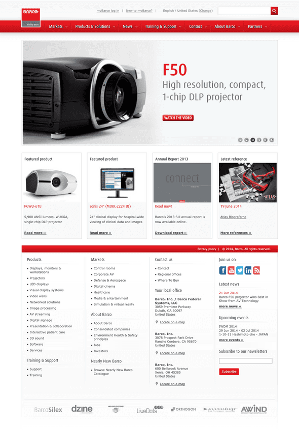 Barco Homepage